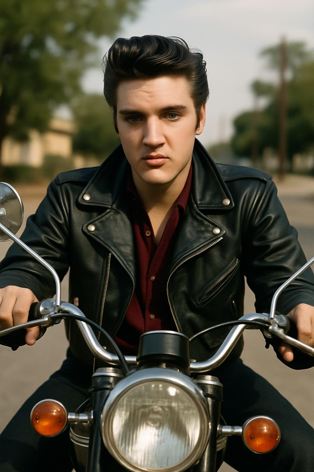 Young Elvis on Motorcycle